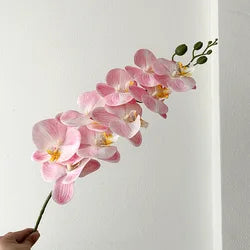 High Quality Real Touch 9 Head Artificial Phalaenopsis Flowers Big Blooms Orchid Flowers Leaves Stem Plants for Home Wedding - Height 98CM / 02-Light Pink