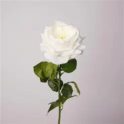 High Quality Real Touch Roses Long Stem Red Ivory Rose Real Touch Faux Flowers for Wedding Home Decorations - Total Length 69CM / 02-White