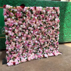 SPR Custom 3D Flowerwall Wedding Artificial Silk Rose Flower Wall Panel Backdrop Artificial Flowers Decorative Flowers for Party - 50*50cm(19.69*19.69in) / SPR-FW2141-2