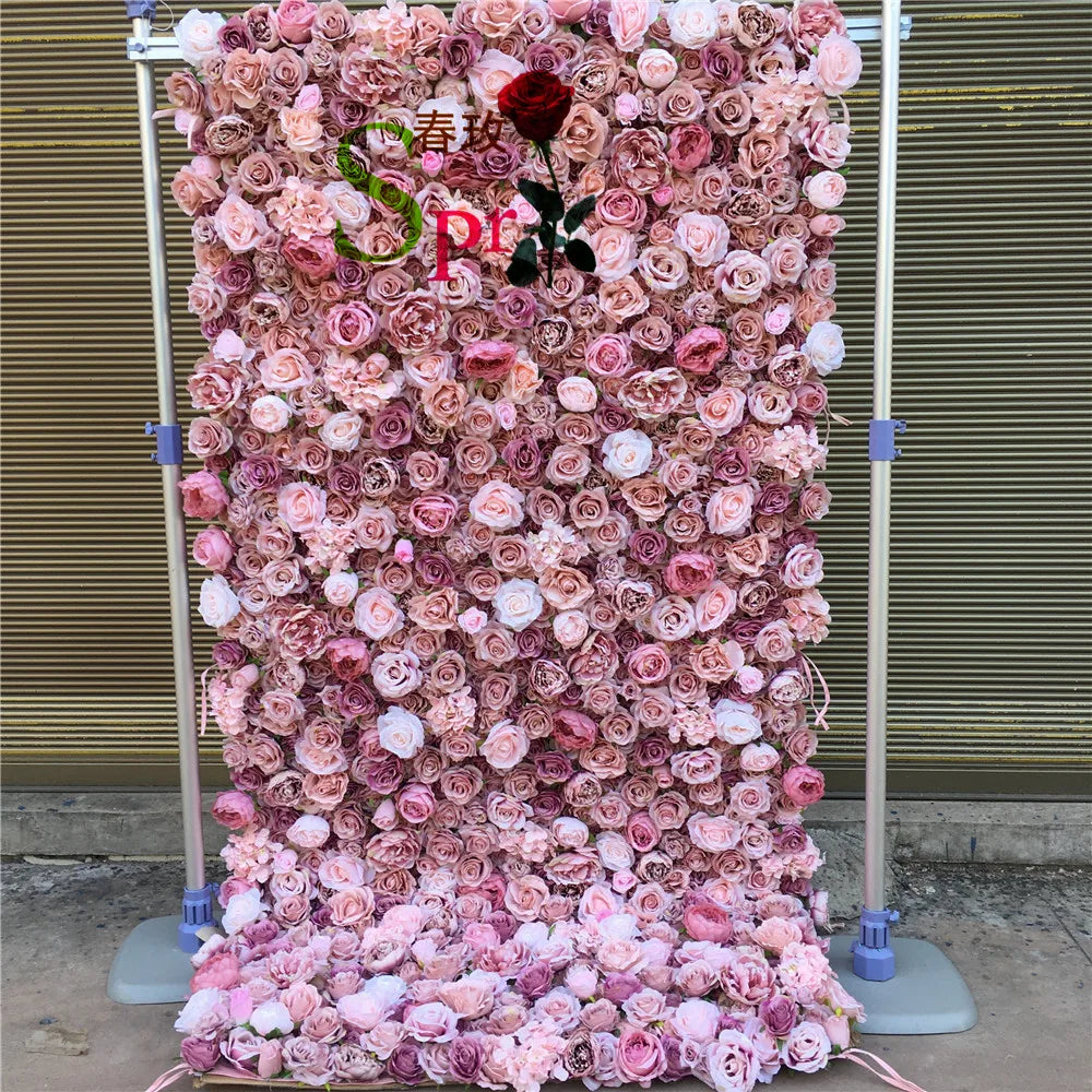 SPR Custom 3D Flowerwall Wedding Artificial Silk Rose Flower Wall Panel Backdrop Artificial Flowers Decorative Flowers for Party
