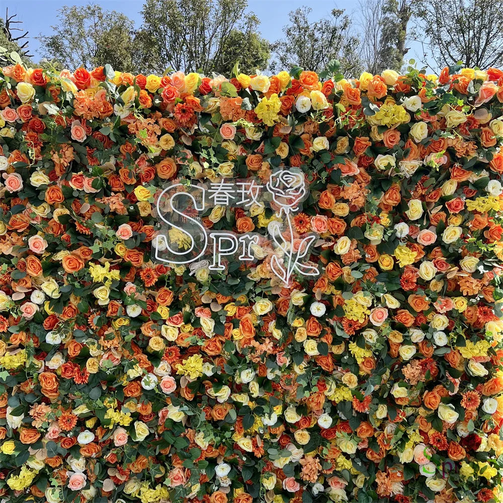 SPR Flores Artificiais Restaurant and Wedding Ceremony Events Fabric Artificial Flower Wall Rose Decorative 3d  Wall Panel