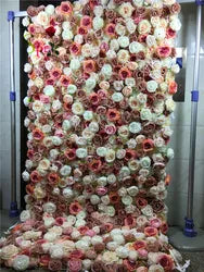 SPR 1.2*2.4M(4*8ft)/pc DIY Big Size Roll up White Silk Artificial Rose Wedding Backdrop Stand Flower Wall - 2.4*1.2m / SPR-FW2077-2