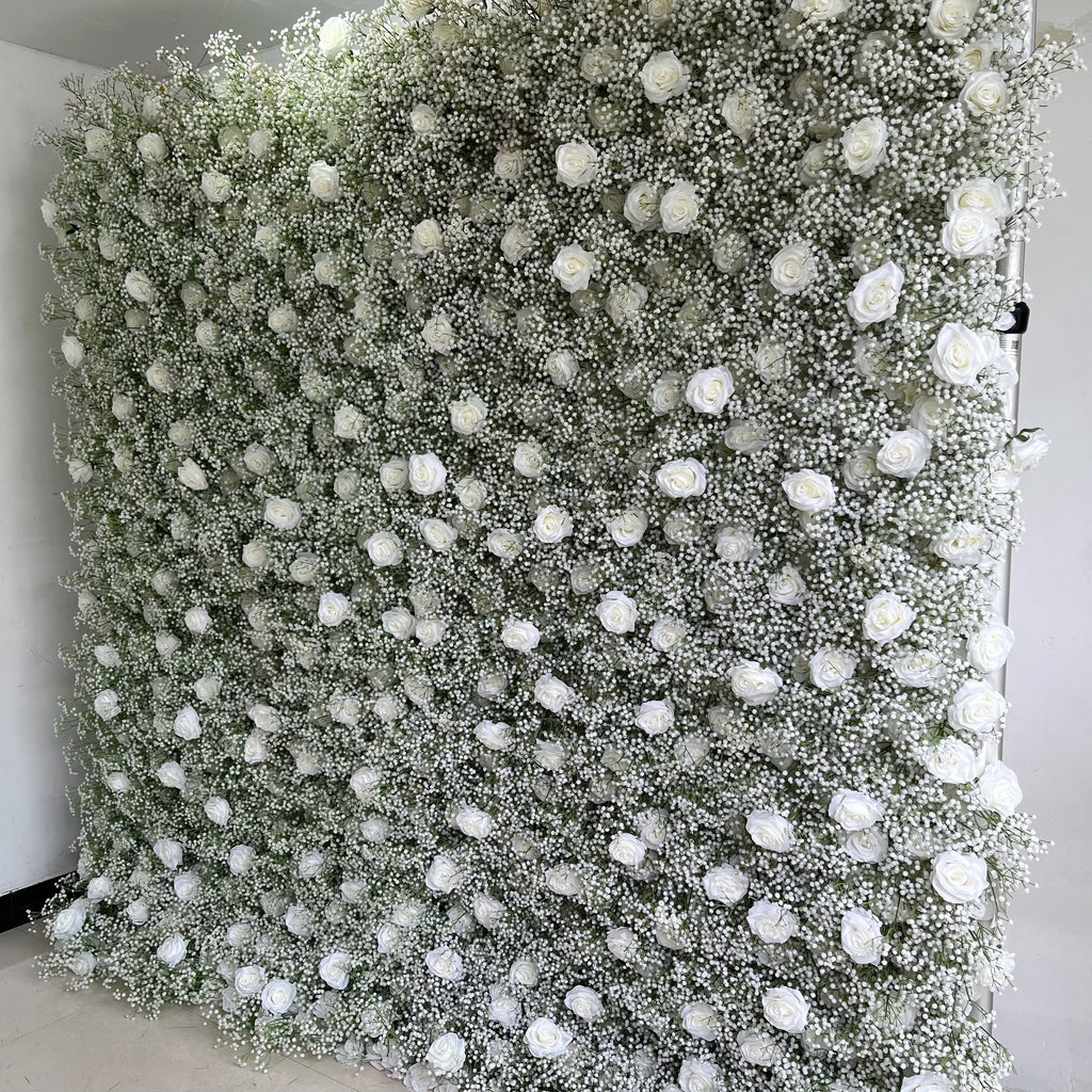SPR Wedding Party Hotel Event Birthday Decorative Backdrop Silk Fabric Back Rose With Hydrangea With Green Plant Flower Wall