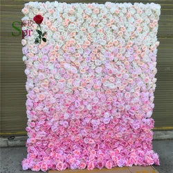 SPR Free Shipping 30pcs/set Ombre Wedding Occasion Artificial Rose Flower Wall Backdrop Factory Sales - SPR-FW2098-8