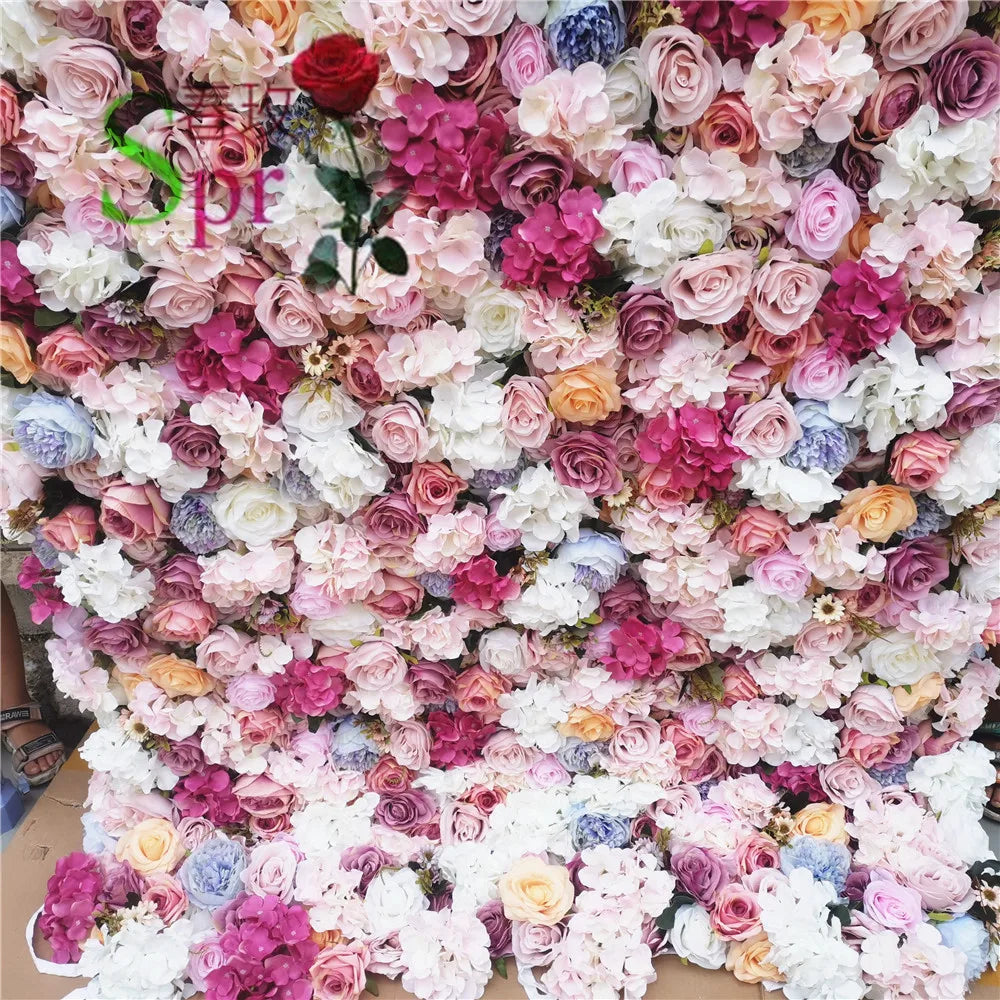 SPR Rose Wall Artificial Silk Rose 3D Flower Wall Background Party Decor Wall