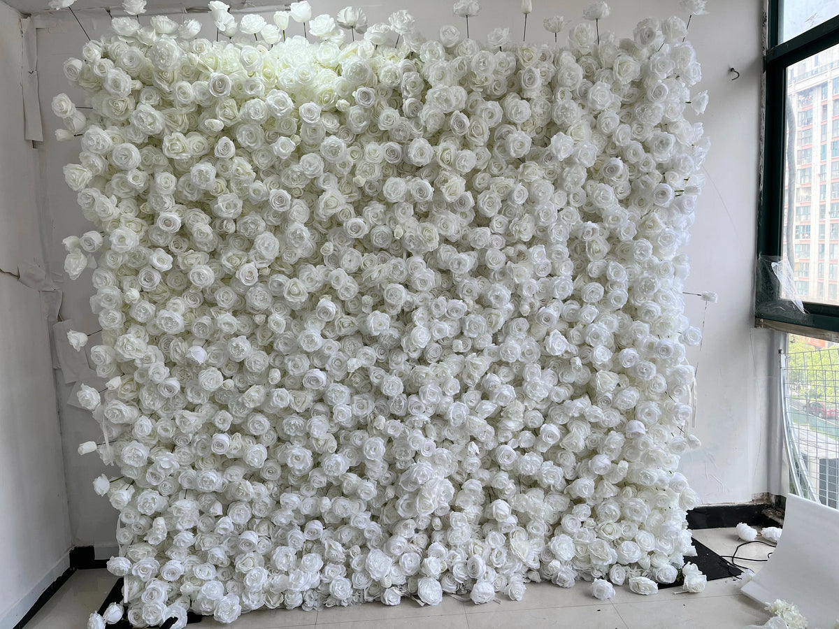 SPR High Quality Eco-Friendly 5D White Rose Silk Orchid Flower Backdrop Wedding Decoration Wall for Halloween Christmas New Year