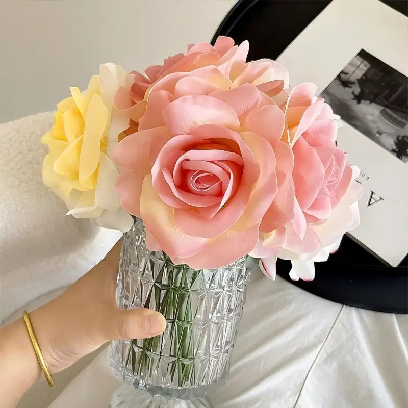 High Quality Wholesale Autumn Artificial Single Rose Real Touch Roses Flower for Table Centerpiece Wedding Decoration