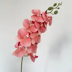 High Quality Real Touch 9 Head Artificial Phalaenopsis Flowers Big Blooms Orchid Flowers Leaves Stem Plants for Home Wedding - Height 98CM / 17-Amber