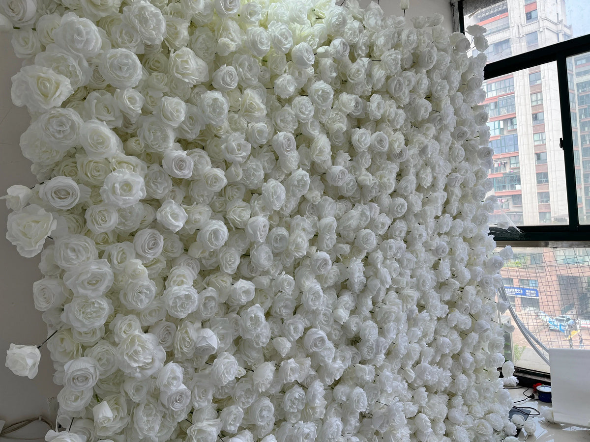 SPR High Quality Eco-Friendly 5D White Rose Silk Orchid Flower Backdrop Wedding Decoration Wall for Halloween Christmas New Year