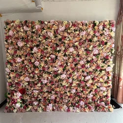 SPR 7D Roll up Handmade Custom Size Color Artificial Floral Wall Greenery with Hydrangea Rose Lotus Wedding Backdrop Panel - 100*100cm(39.37*39.37in) / SPR-FW22726-10