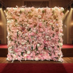 SPR Luxury Wedding Decoration Handmade Wholesale 7D Purple Pink Rose Flower Panel Backdrop Artificial Silk Flower Wall for Sale - SPR-FW22322-2