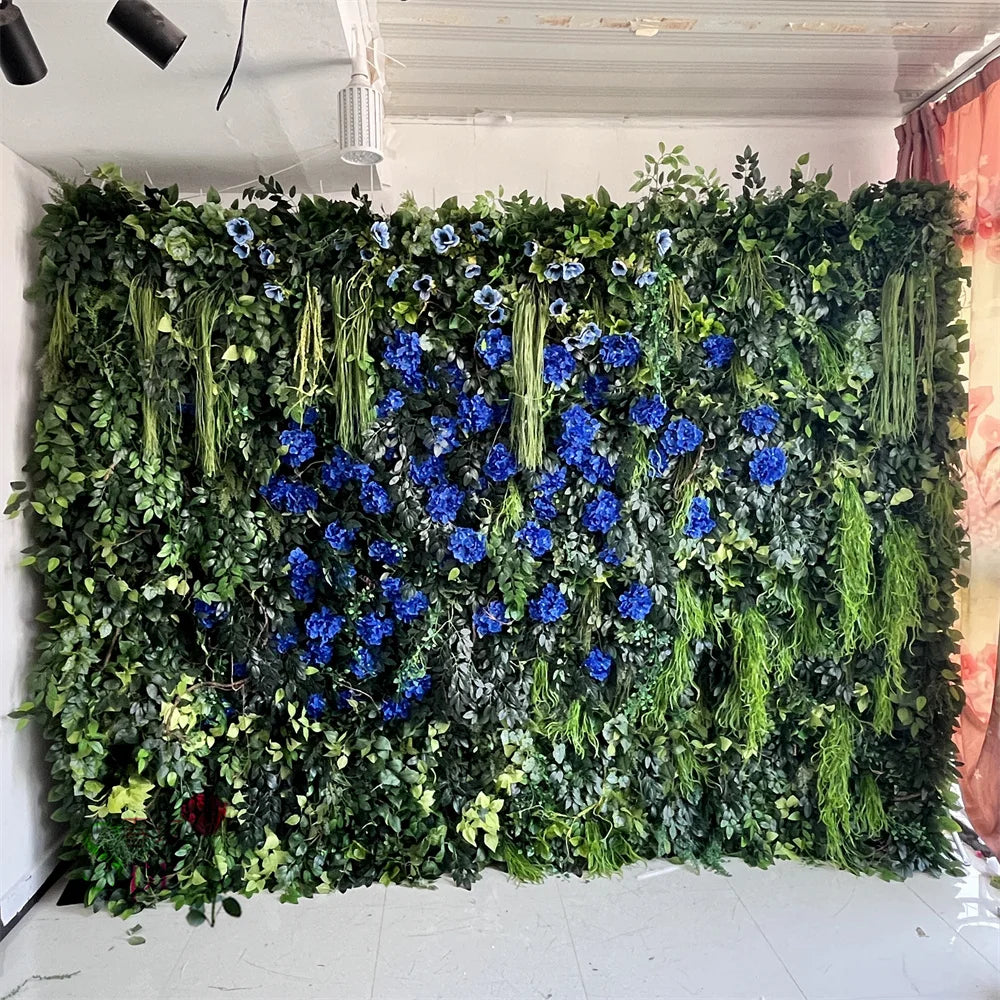 SPR Wedding Decoration Silk Green Plant Rose Hydrangear Flower Backdrop Panel Indoor Decorative Flowers Artificial Flower Wall