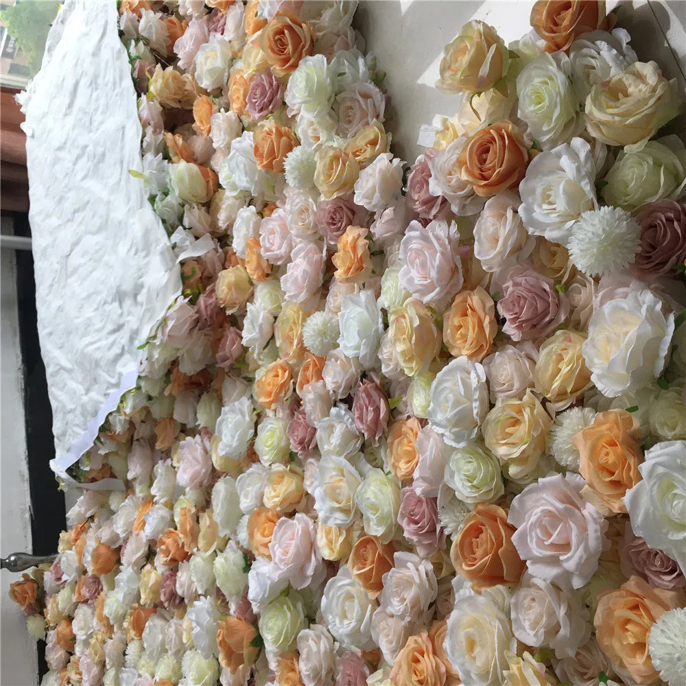 SPR Bridal Bouquet Wholesale Custom White Pink Wedding Supplies Decoration Rose Backdrop Silk Artificial Decorative Flower Wall