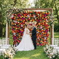 SPR Bridal Bouquet Customized Color Wedding Artificial Rose Peony Orchid Flower Wall with Green Plant Leaf Flower Panel