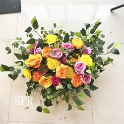 SPR Bridesmaids Bouquet High Quality Birthday Party Valentine's Day Artificial Flower Wall Silk Rose Panels for Wedding Backdrop - 1foot*1foot / SPR-FW24114-6F