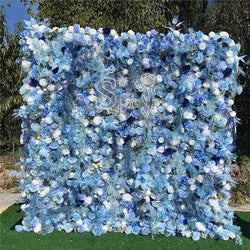 SPR Wholesale China Supply Artificial Flowers Wall Birthday Wedding Flowers Backdrops for Events Fall Decoration Flowers Wall - 100*100cm(39.37*39.37in) / Blue
