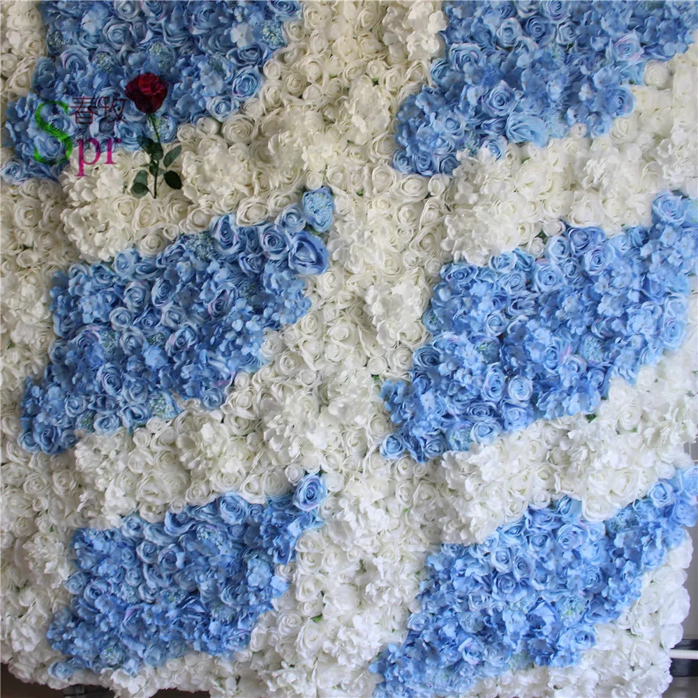 SPR Flower Wall Backdrop High Quality Roll up Artificial Silk Rose and Hydrangea Moveable Panels for Outdoor Wedding Decoration