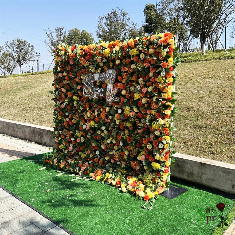 SPR Flores Artificiais Restaurant and Wedding Ceremony Events Fabric Artificial Flower Wall Rose Decorative 3d  Wall Panel