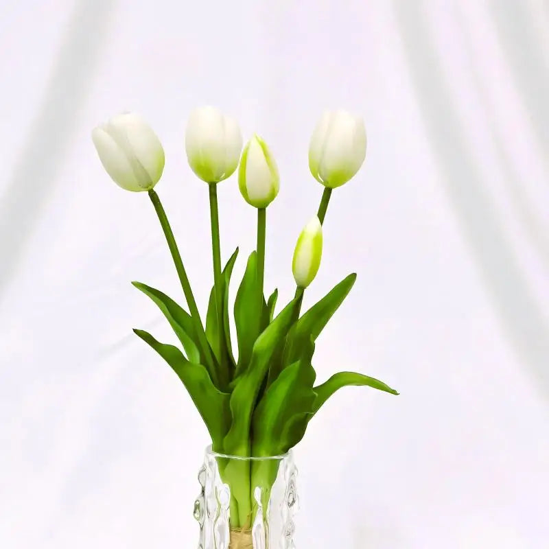 2026 New Arrival Real Touch Tulips Flowers 40cm Soft Rubber White PinK Artificial Flower for Home Wedding Decoration