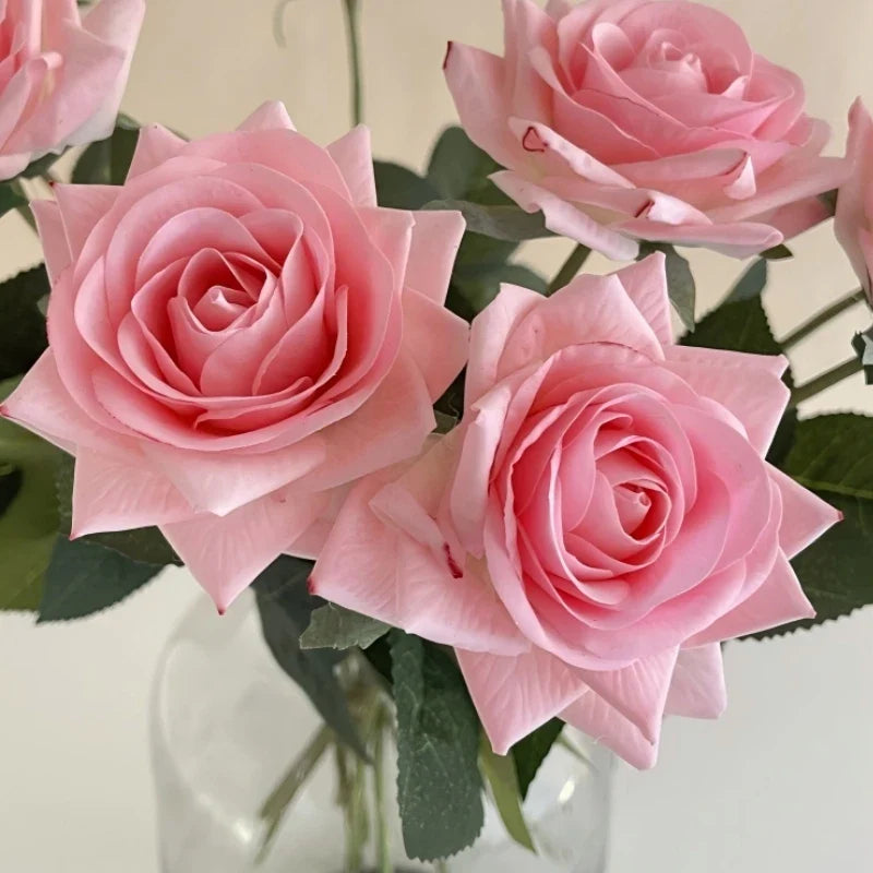 High Quality Real Touch Single Rose Realistic Artificial Moisturizing Rose Flowers for Table