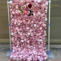 SPR Custom 3D Flowerwall Wedding Artificial Silk Rose Flower Wall Panel Backdrop Artificial Flowers Decorative Flowers for Party - 50*50cm(19.69*19.69in) / SPR-FW21323-3