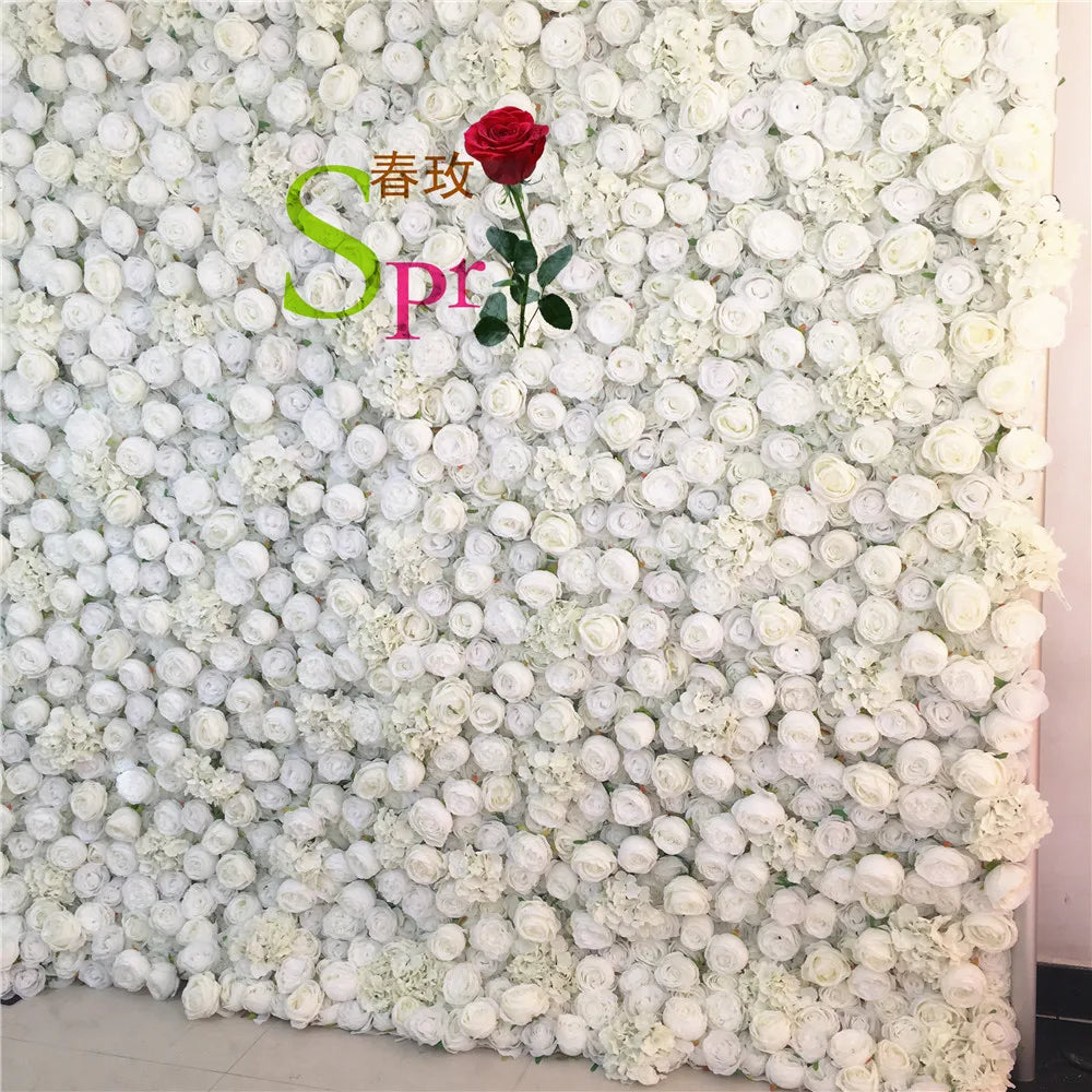 SPR Wholesale Custom White Pink Wedding Supplies Decoration Rose Backdrop Silk Artificial Decorative Flower Wall