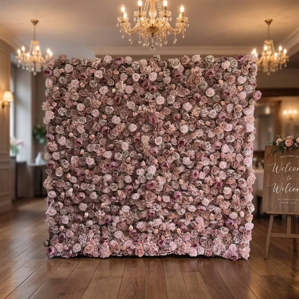 SPR Hot Sale Roll up Silk Flower Wall Wedding Decor Backdrop Customized Color & Size Panels Artificial Flower Wall Decoration