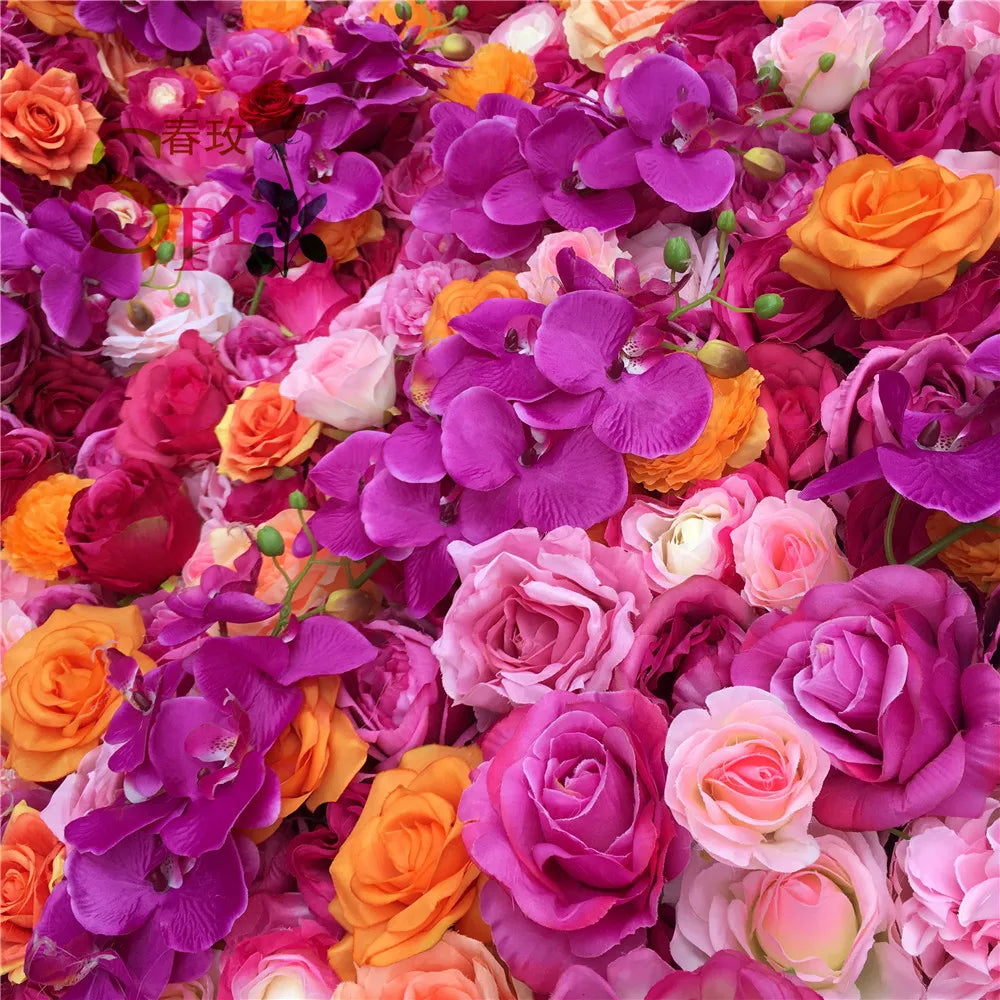 SPR Customized Size & Color Wedding & Chinese New Year Backdrop Silk Artificial Flower Wall Bohemian Style Handmade Roses