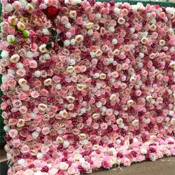 SPR ROLL Handmade Lightweight Fabric Back Style Customizable Size Color Artificial Rose Flower Wall Wedding Birthday Party - 1*1M(3.28*3.28ft) / SPR-FW2141-5