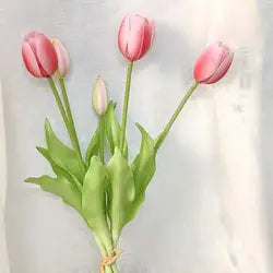 2026 New Arrival Real Touch Tulips Flowers 40cm Soft Rubber White PinK Artificial Flower for Home Wedding Decoration - 40CM(15.75in) / 09-Rose Red