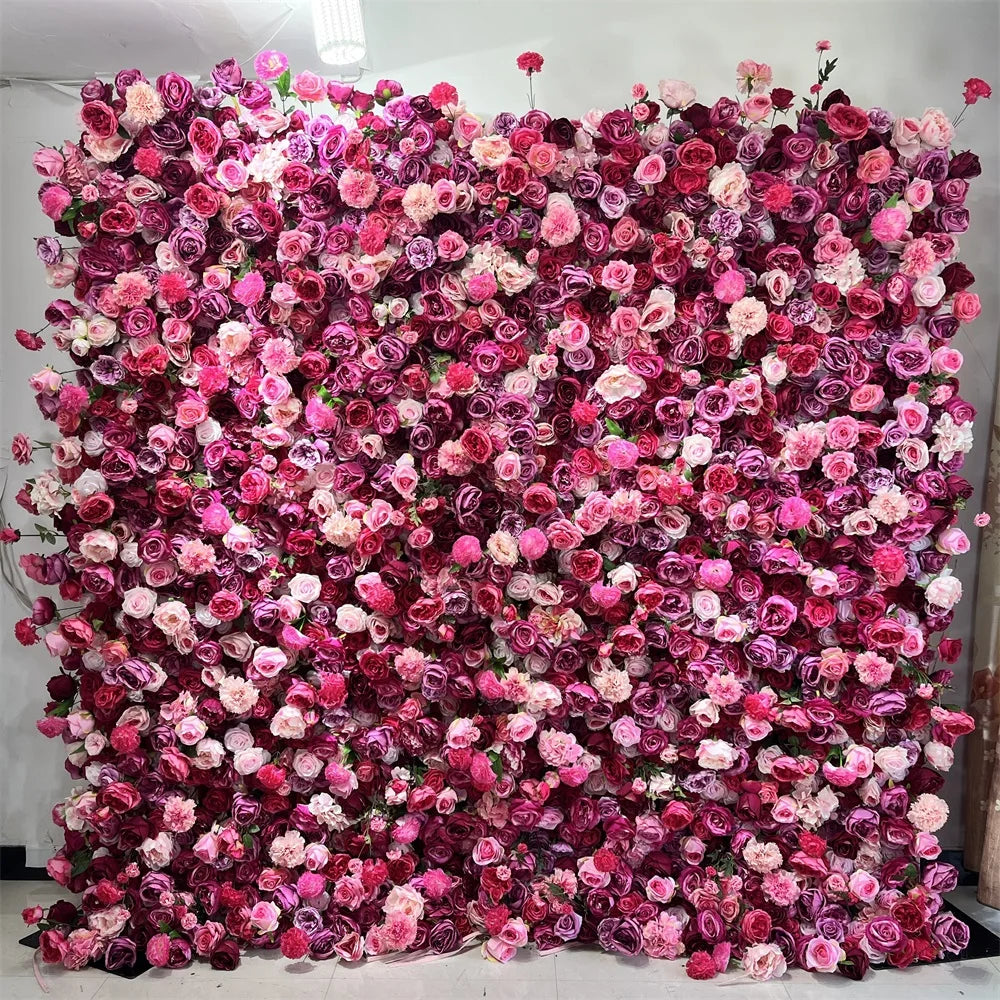SPR Customized Size Finished Rose Flower Wall Artificial Floral Panel for Wedding Party Birthday Baby Shower Hotel Home Decor