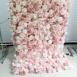 SPR 1.2*2.4m(4*8ft)/pc Roll up Cloth  Flower Wall Backdrop Wedding Occasion Decoration Event Artifical Flower Arrangement - 1*1m(3.28*3.28ft) / blush pink