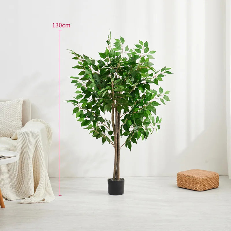 SPR Artificial Laurel Topiary Tree Set of 2 Realistic Leaves Twisted Trunk with Plastic Pot for Home Garden Patio Decor