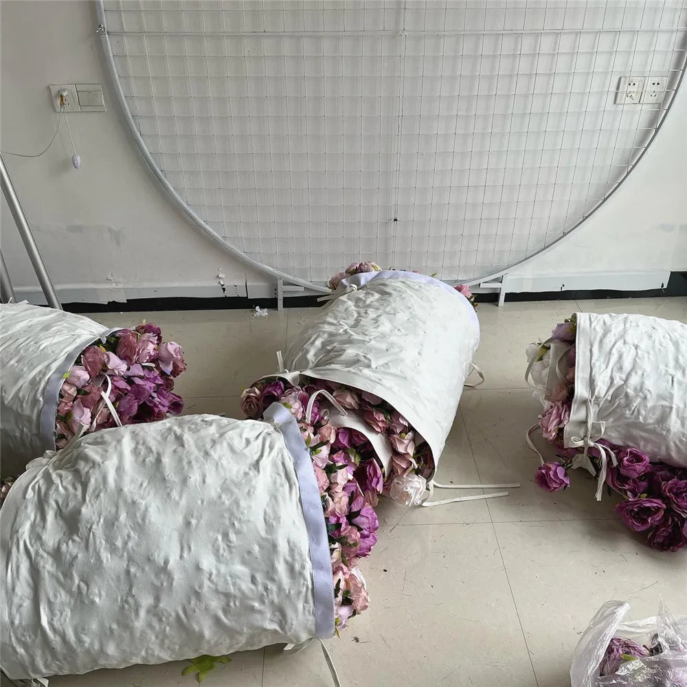 SPR Rolled Ombre  Silk Flower Cloth Silk Structure Material Wedding Stage Backdrop Artificial Flowers Wall for Salon Wall D