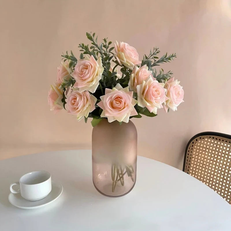 High Quality Real Touch Single Rose Realistic Artificial Moisturizing Rose Flowers for Table