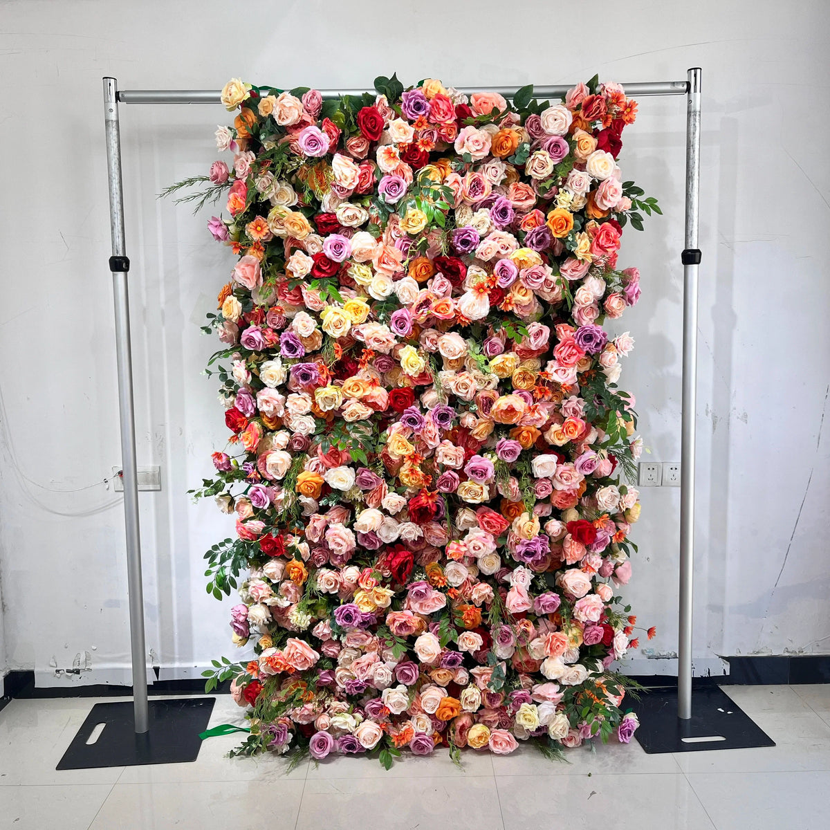 SPR High Quality MIX Color Artificial Flower Wall Silk Rose Wall Panels for Wedding Decoration Backdrop