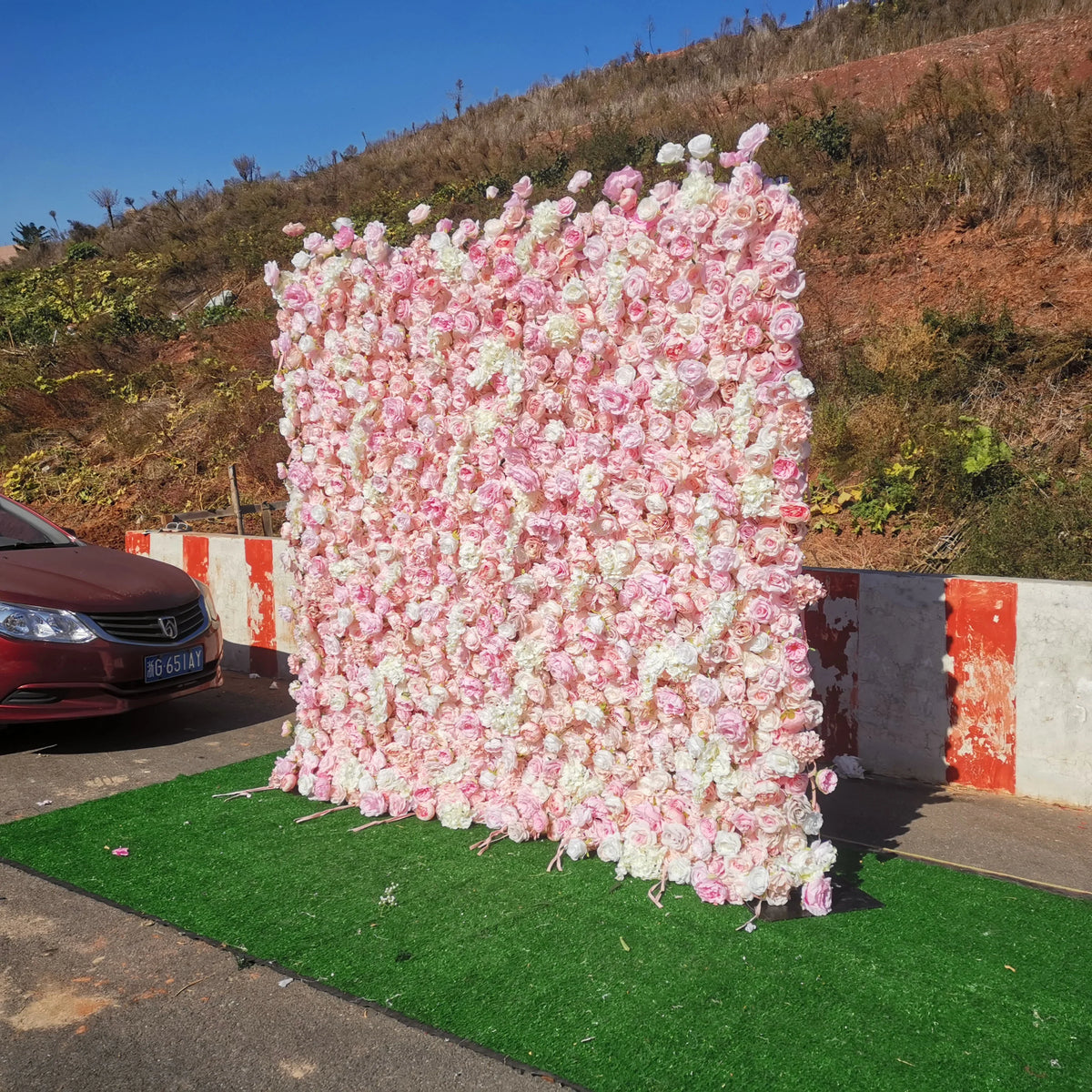 SPR Bridesmaids Bouquet Customized 5D Effects Flower Wall Mats Artificial Florals Wall Rose Panel for Yoga Shop Decoration