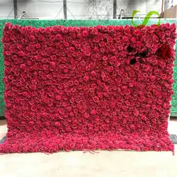 SPR ROLL Handmade Lightweight Fabric Back Style Customizable Size Color Artificial Rose Flower Wall Wedding Birthday Party - 1*1M(3.28*3.28ft) / SPR-FW2141-6
