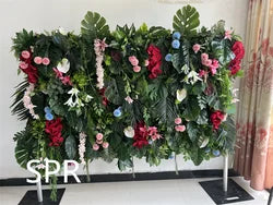 SPR Artificial Tropical Palm Leaves Plant Leaves Monstera Large Green Leaf for Hawaiian Jungle Beach Birthday Party Table Decor - 1*1m(3.28*3.28ft) / SPR-GW22726-16