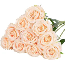 Wholesale Red Artificial Silk Roses Bouquet Long Stems Bridal Floral for Wedding Mother's Day Home Table Centerpiece Decor - 50CM(19.69in) / Burgundy