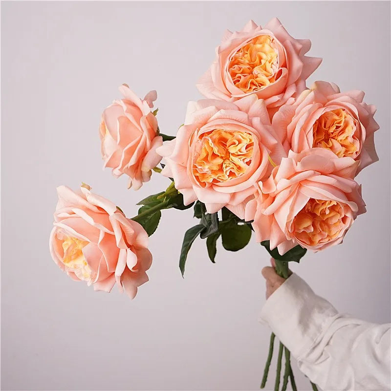 High Quality Real Touch Roses Long Stem Red Ivory Rose Real Touch Faux Flowers for Wedding Home Decorations