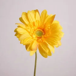 Wholesale Home Decor Table Pieces Single Branch Latex Gerbera Artificial Real Touch Flower White Gerbera - Height 65CM / 08-Yellow