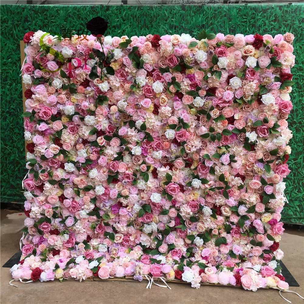 SPR ROLL Handmade Lightweight Fabric Back Style Customizable Size Color Artificial Rose Flower Wall Wedding Birthday Party