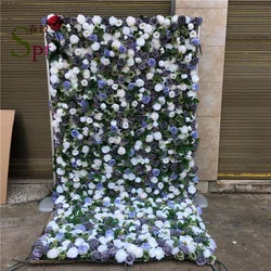 SPR Customized Size & Color Wedding & Chinese New Year Backdrop Silk Artificial Flower Wall Bohemian Style Handmade Roses - 1*1m(3.28*3.28ft) / SPR-FW20726-2
