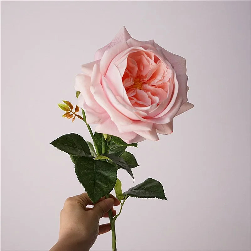 High Quality Real Touch Roses Long Stem Red Ivory Rose Real Touch Faux Flowers for Wedding Home Decorations