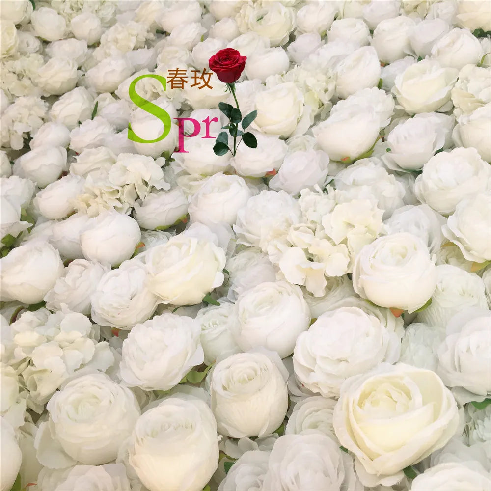 SPR Wholesale Custom White Pink Wedding Supplies Decoration Rose Backdrop Silk Artificial Decorative Flower Wall