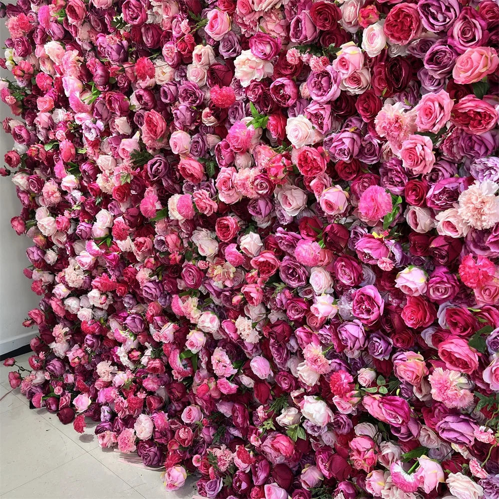 SPR Customized Size Finished Rose Flower Wall Artificial Floral Panel for Wedding Party Birthday Baby Shower Hotel Home Decor