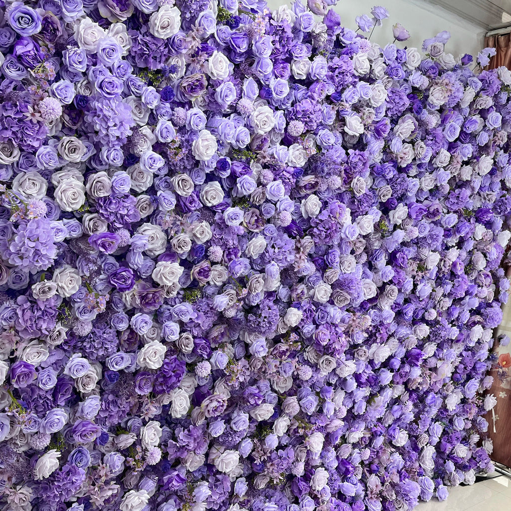 SPR Handmade Realistic Silk Blue-Violet Artificial Flower Wall Backdrop for Wedding Valentine's Day and Back to School
