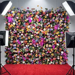 SPR Artificial Silk Flower Mat for Wedding Christmas Chinese New Year Wall Decoration Backdrop Panel Rose Flower Wall Bohemian - SPR-FW241030-7