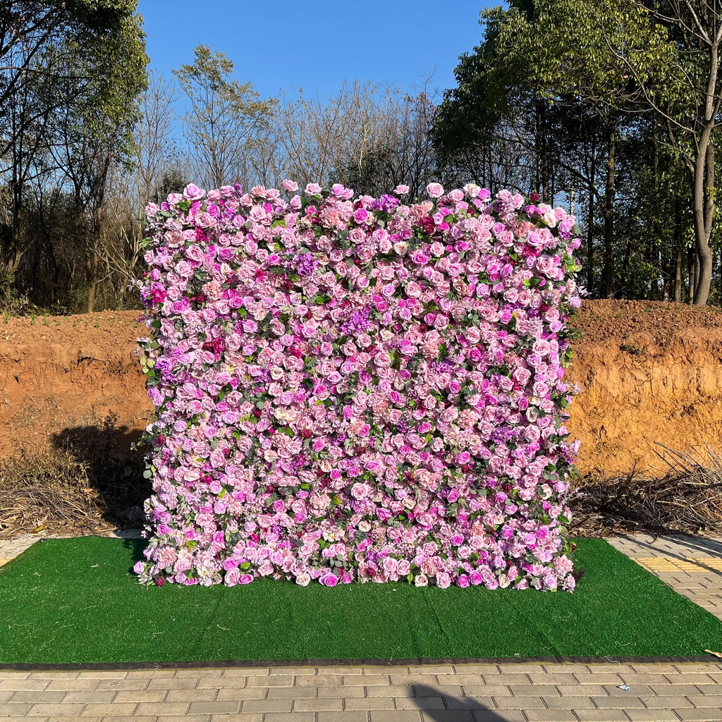 SPR Factory Wholesale Silk Fabric Flower Wall Panel Rose Hydrangea with Greenery for Wedding Hotel Birthday Backdrop Decor